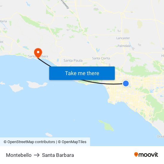 Montebello to Santa Barbara map