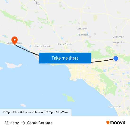 Muscoy to Santa Barbara map