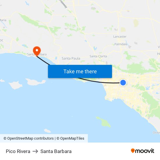 Pico Rivera to Santa Barbara map