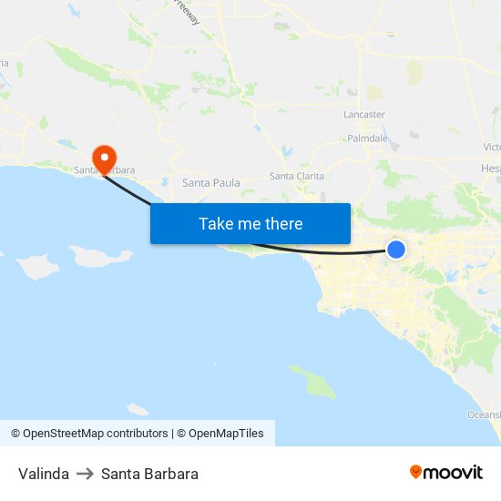 Valinda to Santa Barbara map