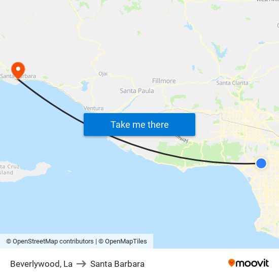 Beverlywood, La to Santa Barbara map