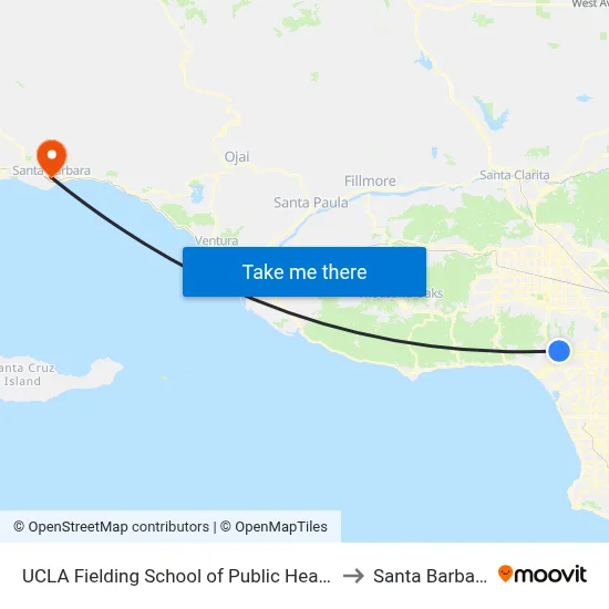 UCLA Fielding School of Public Health to Santa Barbara map