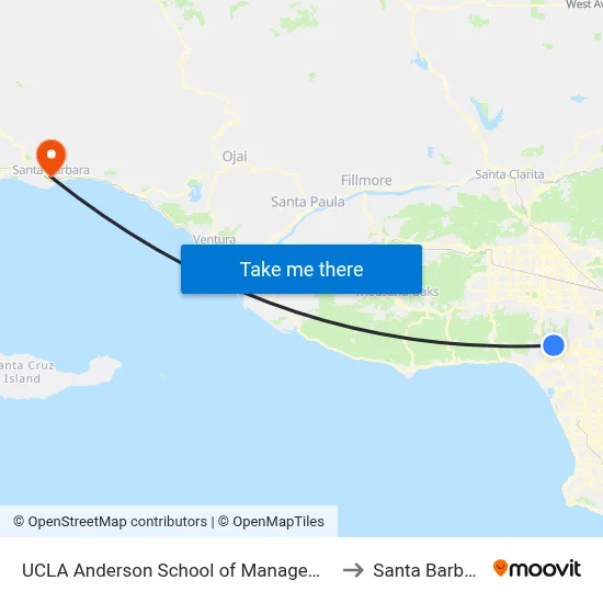 UCLA Anderson School of Management to Santa Barbara map