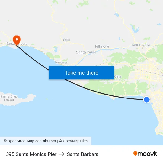 395 Santa Monica Pier to Santa Barbara map