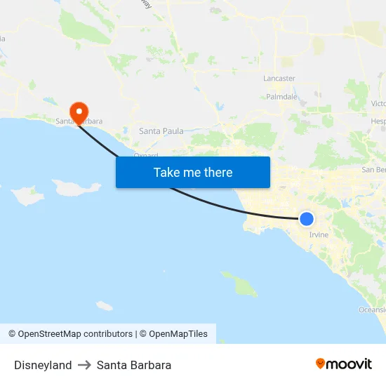 Disneyland to Santa Barbara map