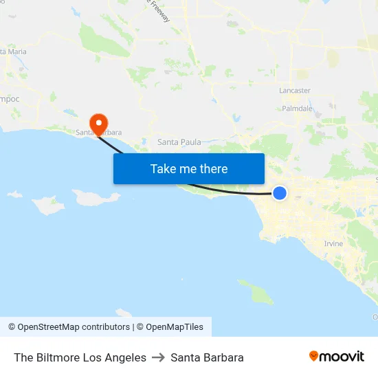 The Biltmore Los Angeles to Santa Barbara map
