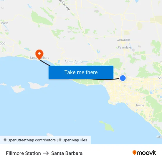 Fillmore Station to Santa Barbara map