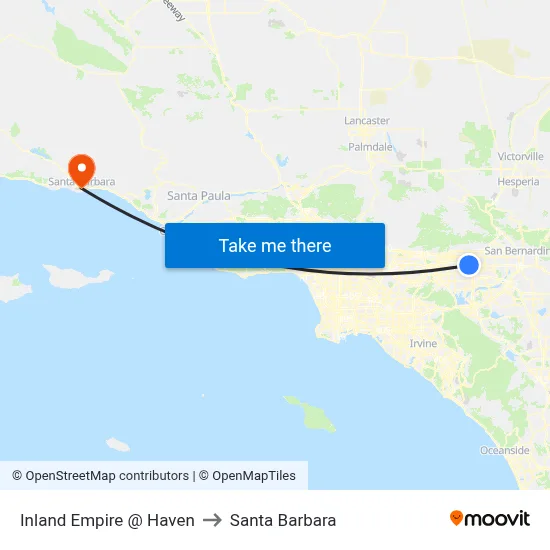 Inland Empire @ Haven to Santa Barbara map