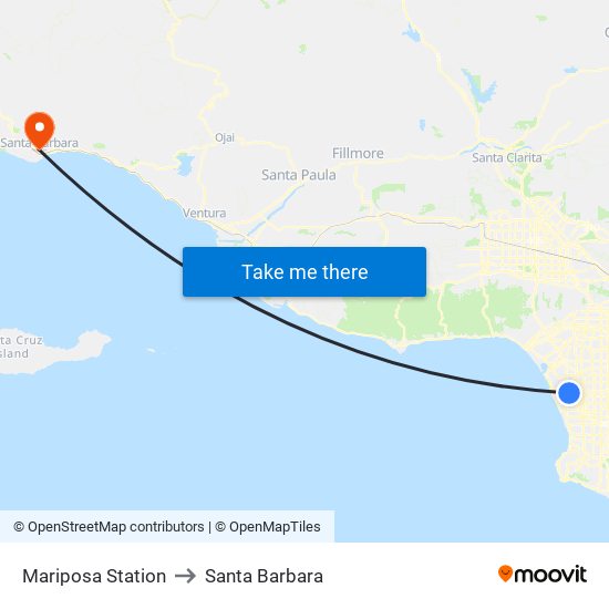Mariposa Station to Santa Barbara map