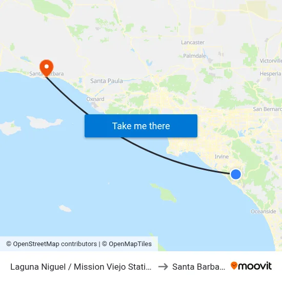 Laguna Niguel / Mission Viejo Station to Santa Barbara map