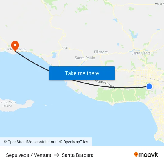 Sepulveda / Ventura to Santa Barbara map