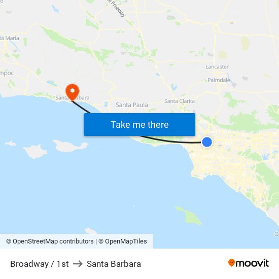 Broadway / 1st to Santa Barbara map