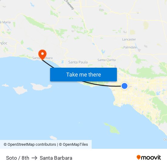 Soto / 8th to Santa Barbara map