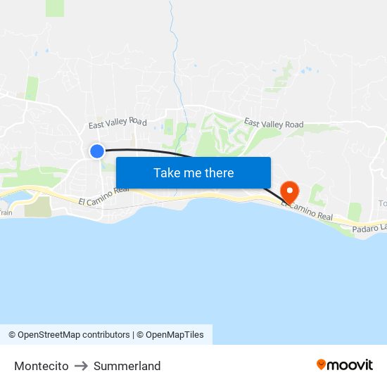 Montecito to Summerland map