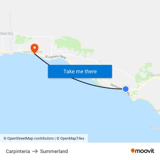 Carpinteria to Summerland map