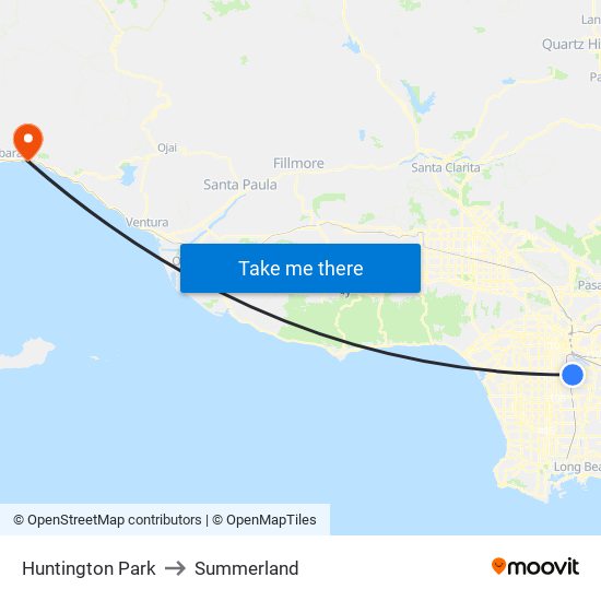 Huntington Park to Summerland map