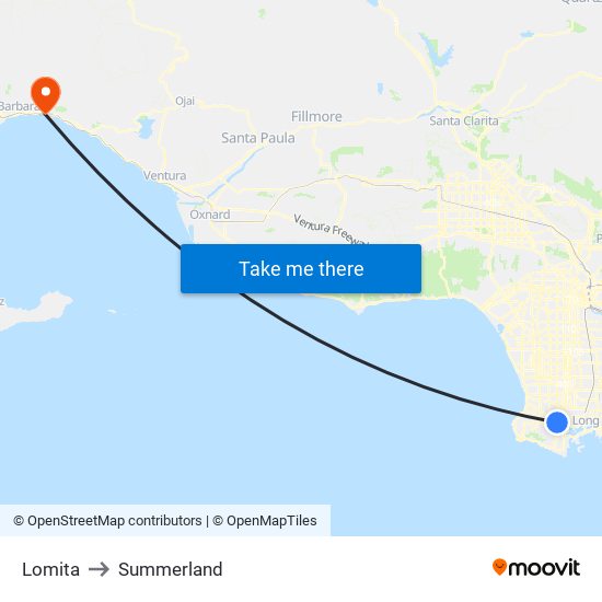 Lomita to Summerland map