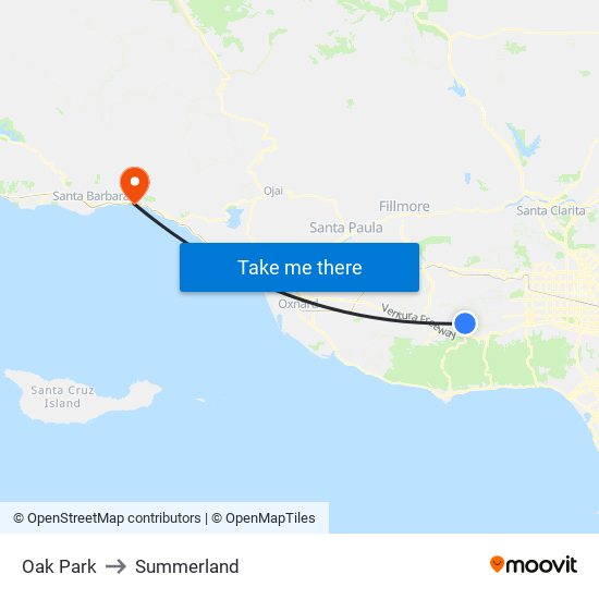 Oak Park to Summerland map