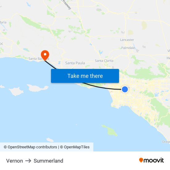 Vernon to Summerland map