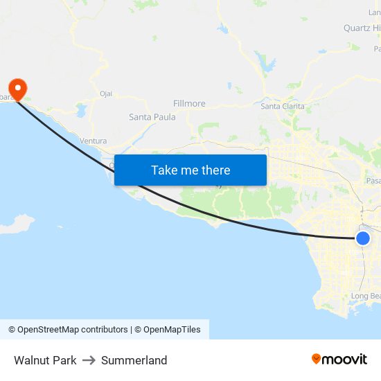 Walnut Park to Summerland map