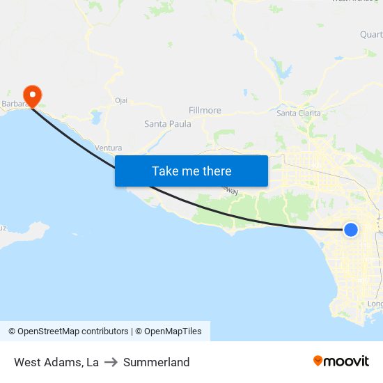 West Adams, La to Summerland map