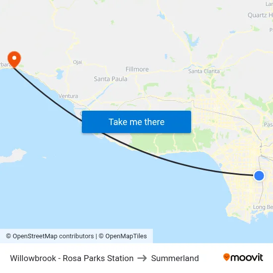 Willowbrook - Rosa Parks Station to Summerland map
