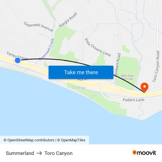 Summerland to Toro Canyon map