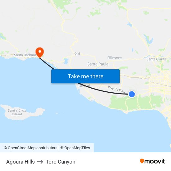 Agoura Hills to Toro Canyon map