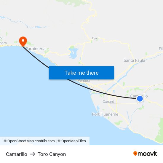 Camarillo to Toro Canyon map