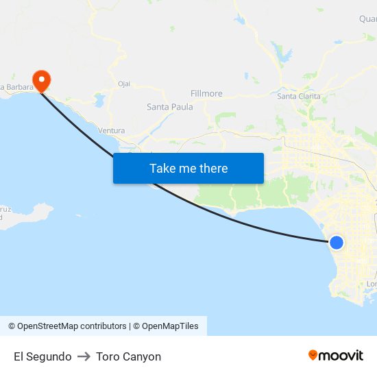El Segundo to Toro Canyon map