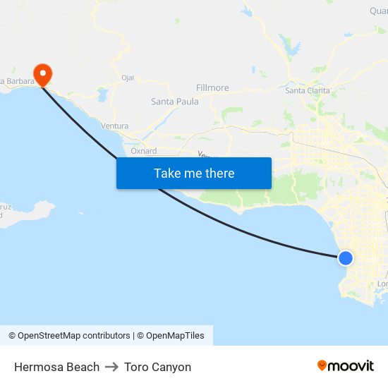 Hermosa Beach to Toro Canyon map