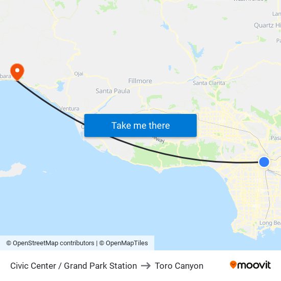 Civic Center / Grand Park Station to Toro Canyon map