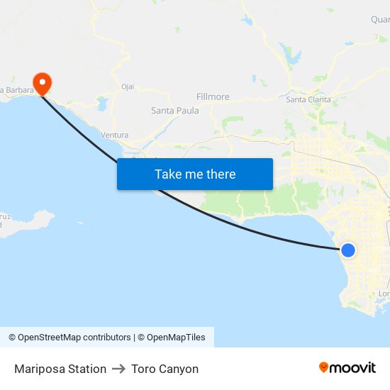 Mariposa Station to Toro Canyon map