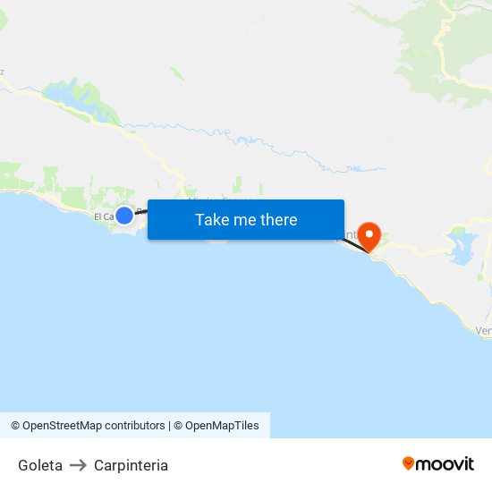 Goleta to Carpinteria map