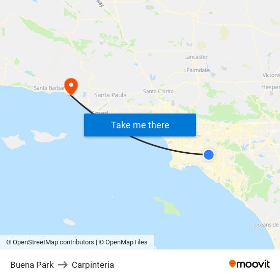 Buena Park to Carpinteria map