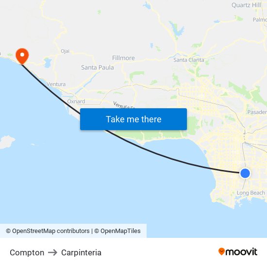 Compton to Carpinteria map