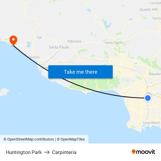 Huntington Park to Carpinteria map