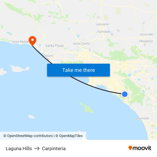 Laguna Hills to Carpinteria map