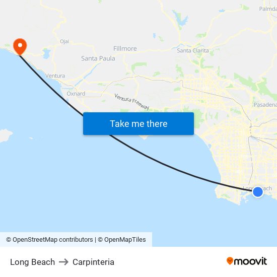 Long Beach to Carpinteria map