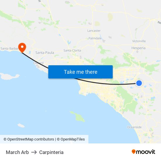 March Arb to Carpinteria map