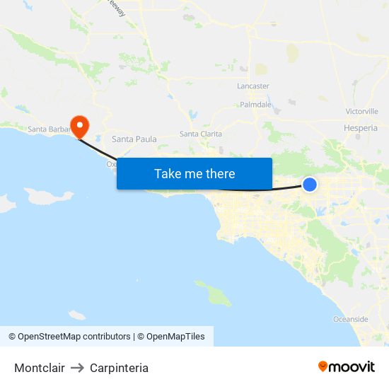 Montclair to Carpinteria map