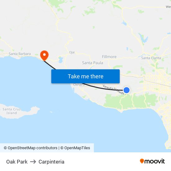 Oak Park to Carpinteria map