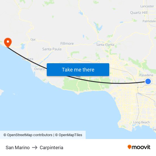 San Marino to Carpinteria map