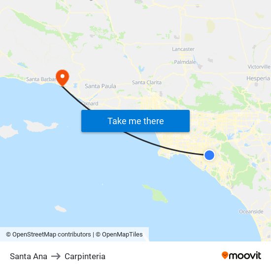 Santa Ana to Carpinteria map
