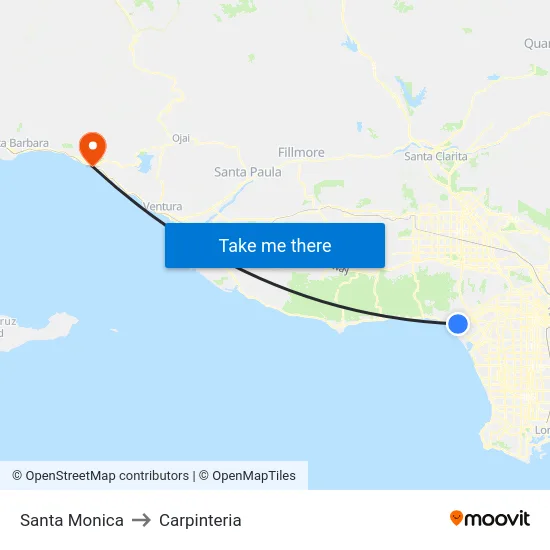 Santa Monica to Carpinteria map