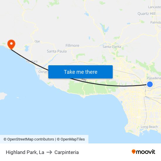 Highland Park, La to Carpinteria map