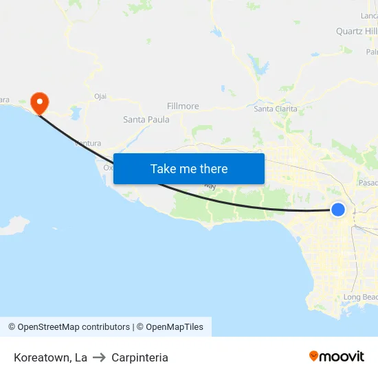 Koreatown to Carpinteria map