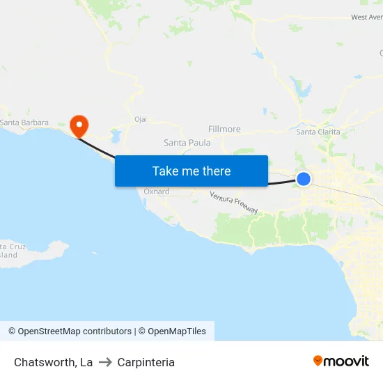 Chatsworth to Carpinteria map