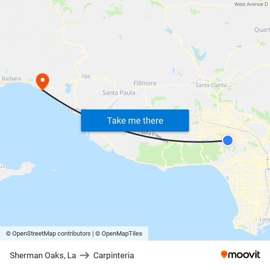 Sherman Oaks, La to Carpinteria map