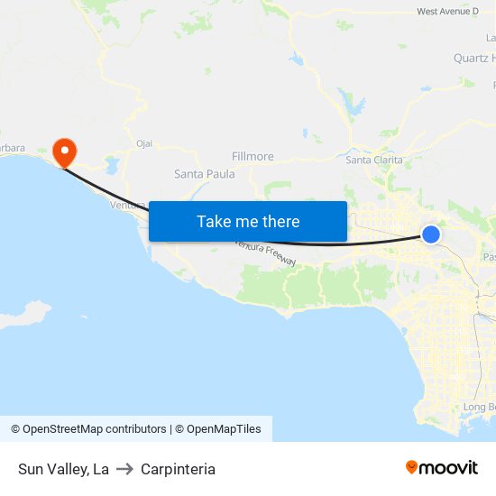 Sun Valley, La to Carpinteria map